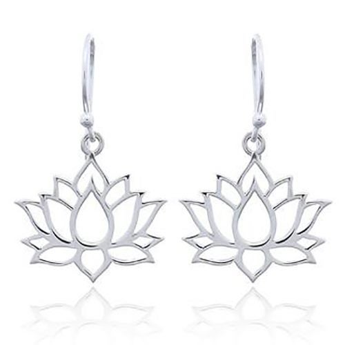 925 Sterling Silver Dangle Earrings "Lotus" Carousel 1