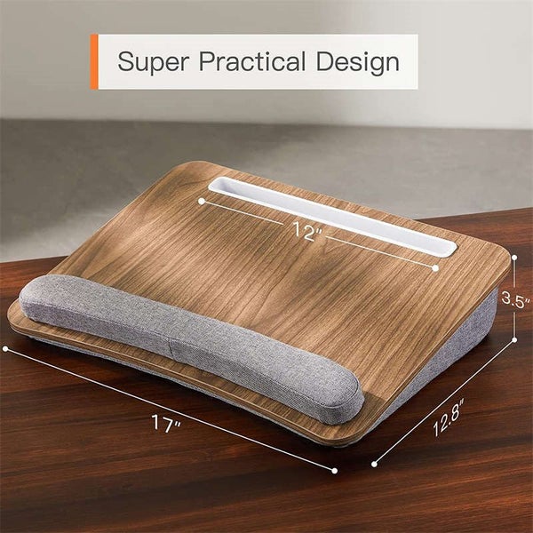 Lap Laptop Desk with Pillow Cushion Anti-Slip Notebook Stand -Wood Color Carousel 2