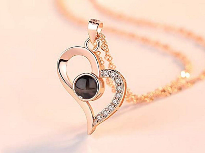 I Love You Rose Gold Necklace and Storage Box Set with 100 Languages Projection Carousel 5