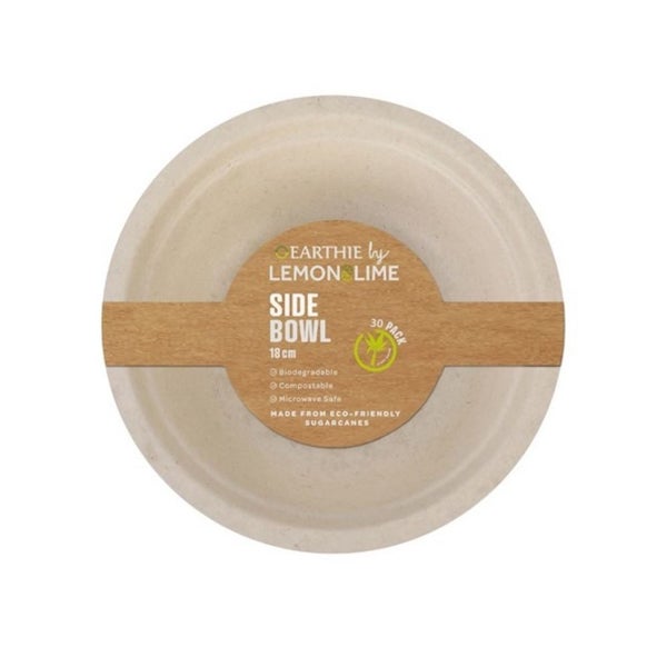 2 x Lemon & Lime ECO Sugarcane Side Bowl Natural - 30 Pack - 18cm Carousel 1