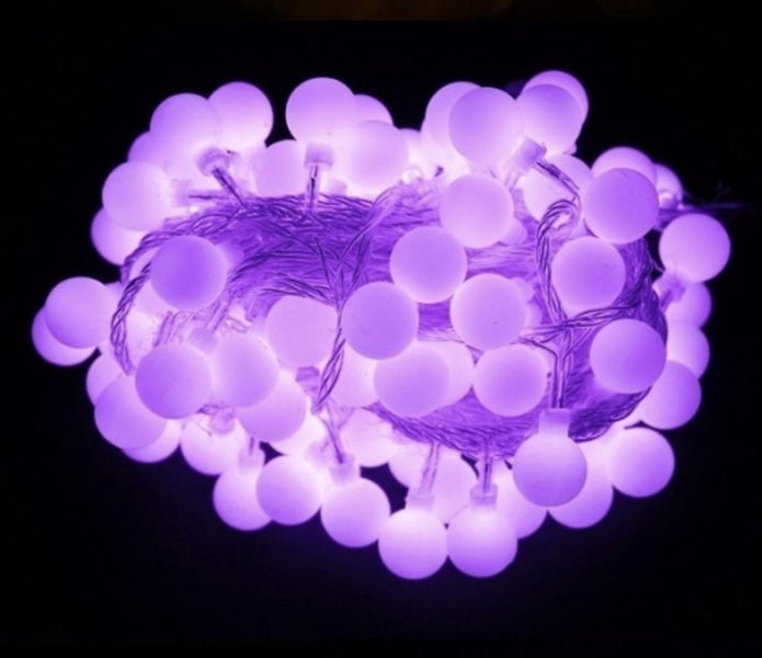 10m 100LED Connectable Candy Ball Plug In String Fairy Lights - Purple Carousel 2