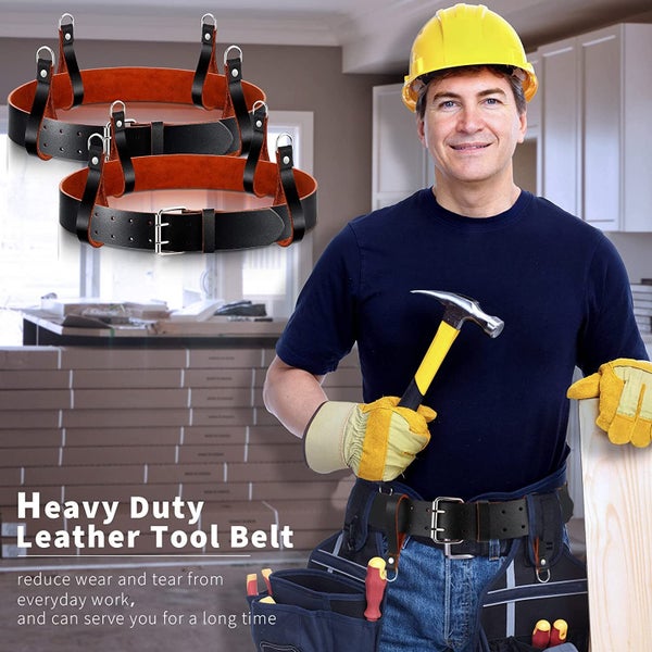 Heavy Duty Work Belt Leather Tool Belt Fits 32 to 46Inc. Waist with 4 Pcs loops. Carousel 2