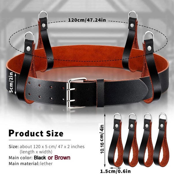 Heavy Duty Work Belt Leather Tool Belt Fits 32 to 46Inc. Waist with 4 Pcs loops. Carousel 1