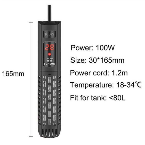 Sunsun YRB-810 Aquarium Submersible Heater Fish Tank LCD Display Digital 100W Carousel 6