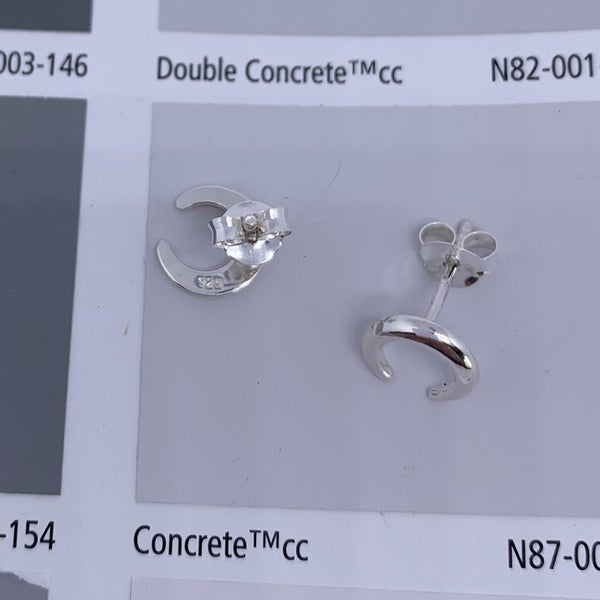 925 Sterling Silver Stud Earrings "Crescent" Carousel 2