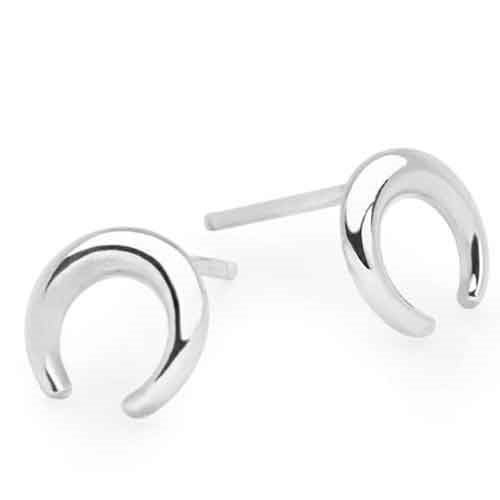925 Sterling Silver Stud Earrings "Crescent" Carousel 1