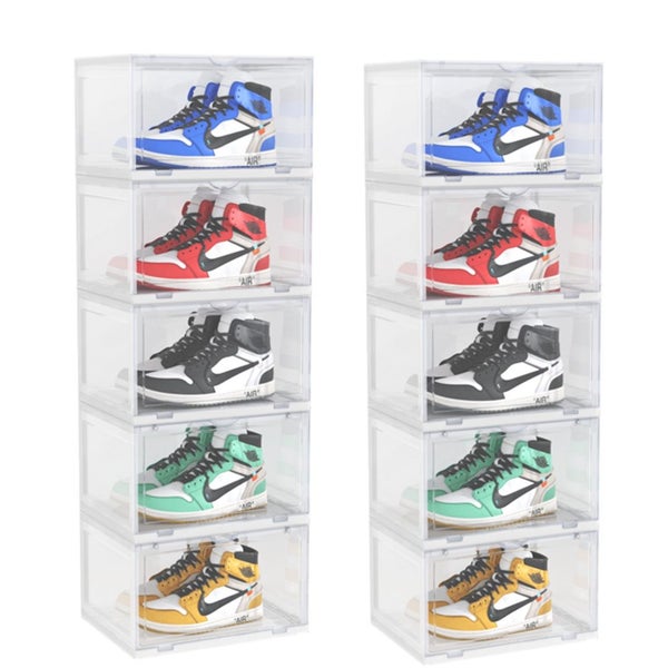 SOGA 2X 5 Tier Transparent Portable Shoe Organiser Sneaker Footwear Folding P... Carousel 1