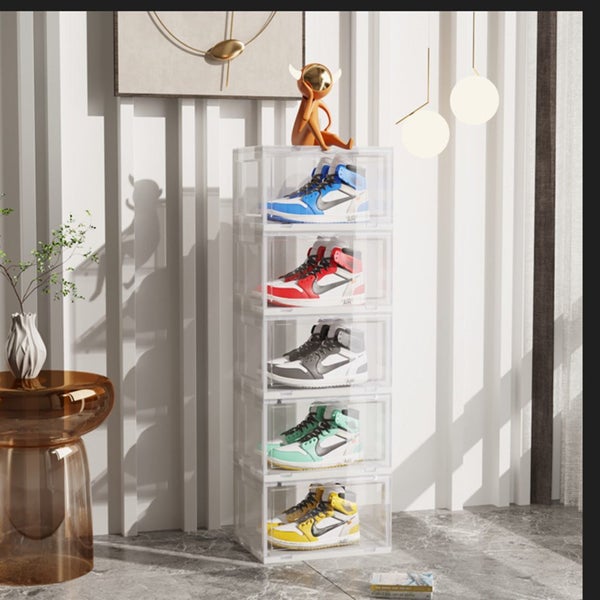 SOGA 2X 5 Tier Transparent Portable Shoe Organiser Sneaker Footwear Folding P... Carousel 2