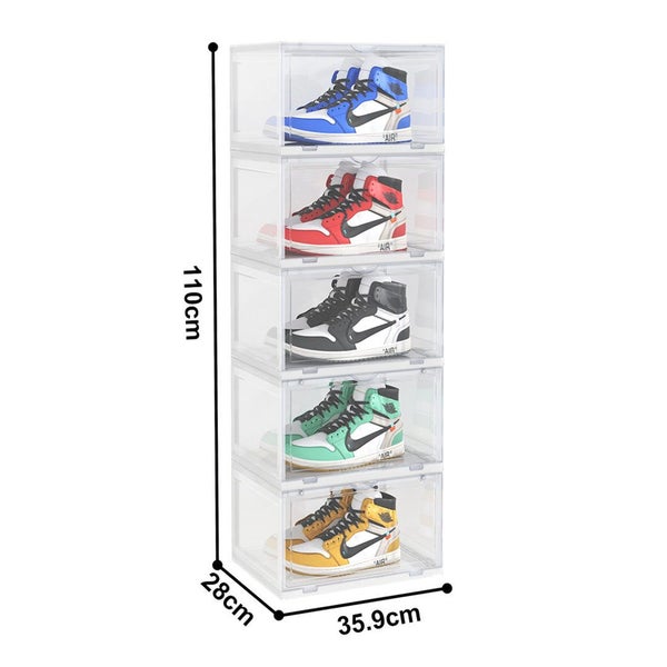 SOGA 2X 5 Tier Transparent Portable Shoe Organiser Sneaker Footwear Folding P... Carousel 4