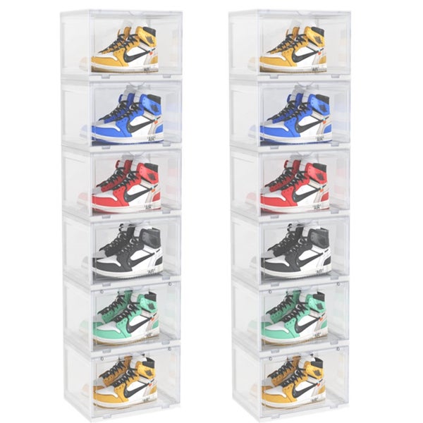 SOGA 2X 6 Tier Transparent Portable Shoe Organiser Sneaker Footwear Folding P... Carousel 1
