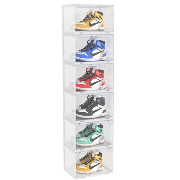SOGA 6 Tier Transparent Portable Shoe Organiser Sneaker Footwear Folding Plas... Carousel 1