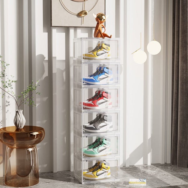 SOGA 6 Tier Transparent Portable Shoe Organiser Sneaker Footwear Folding Plas... Carousel 2