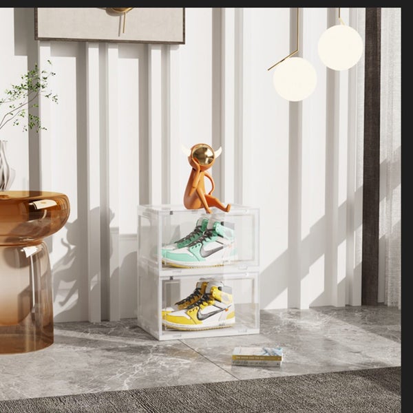 SOGA 2 Tier Transparent Portable Shoe Organiser Sneaker Footwear Folding Plas... Carousel 2