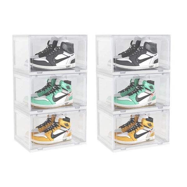 SOGA 2X 3 Tier Transparent Portable Shoe Organiser Sneaker Footwear Folding P... Carousel 1