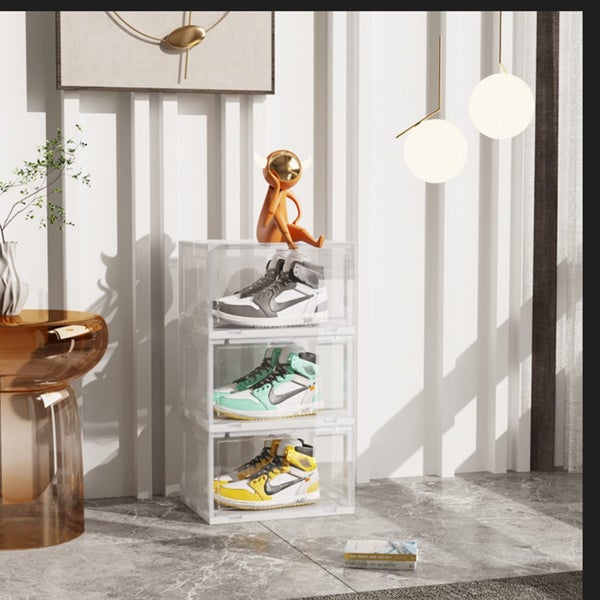 SOGA 2X 3 Tier Transparent Portable Shoe Organiser Sneaker Footwear Folding P... Carousel 2