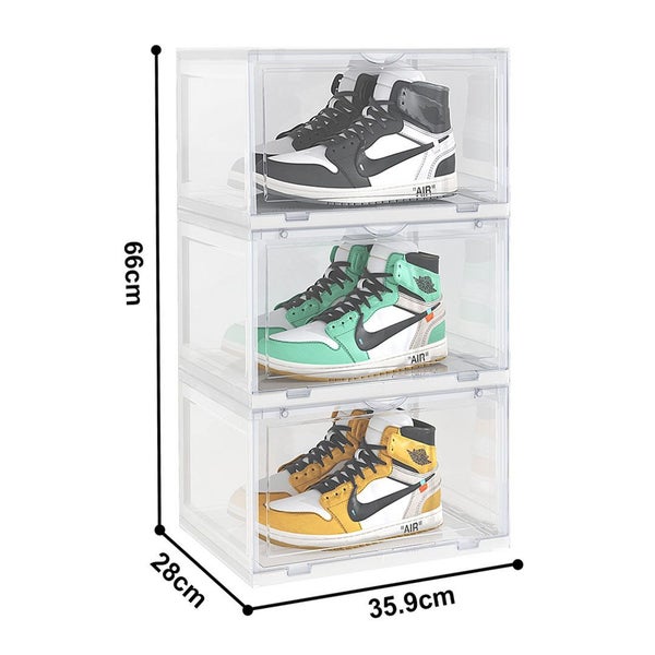 SOGA 2X 3 Tier Transparent Portable Shoe Organiser Sneaker Footwear Folding P... Carousel 4