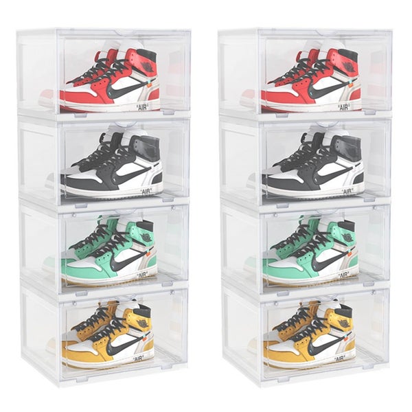 SOGA 2X 4 Tier Transparent Portable Shoe Organiser Sneaker Footwear Folding P... Carousel 1