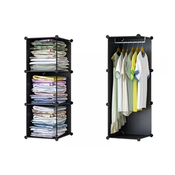 SOGA 10 Cubes Black Portable Wardrobe Divide-Grid Modular Storage Organiser F... Carousel 9