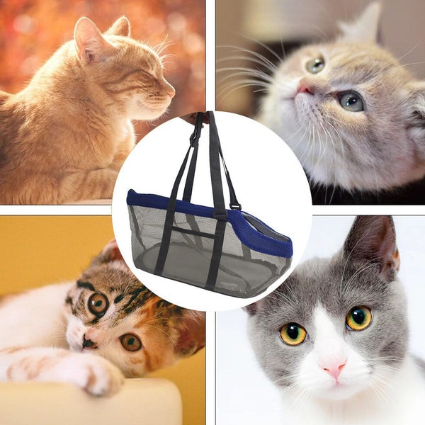 SOGA Grey Pet Carrier Bag Breathable Net Mesh Tote Pouch Dog Cat Travel Essen... Carousel 2