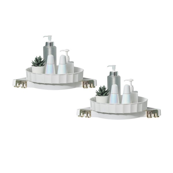 SOGA 2X White 360 Degree Wall-Mounted Rotating Bathroom Organiser Corner Vani... Carousel 1