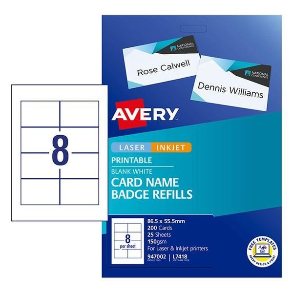 Avery Label L7418-25 Name Badge 86.5x55.5mm 25 Sheets Carousel 5