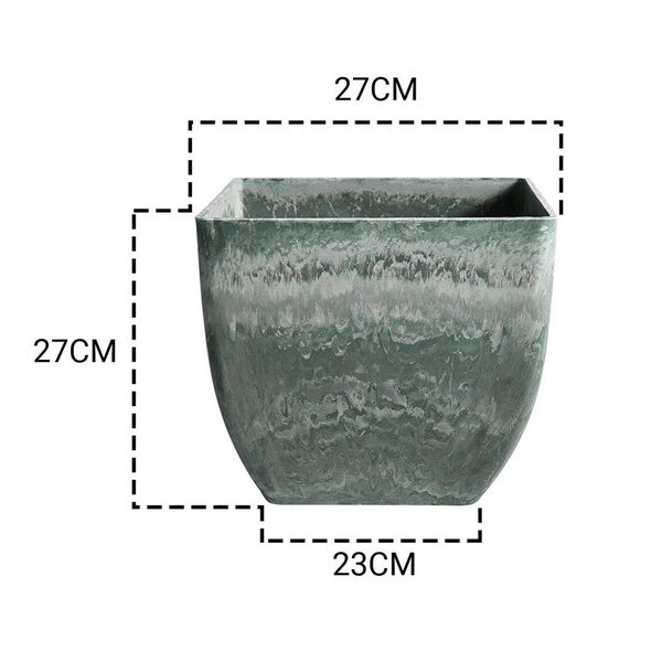 SOGA 2X 27cm Green Grey Square Resin Plant Flower Pot in Cement Pattern Plant... Carousel 2