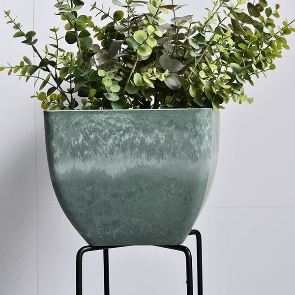 SOGA 2X 32cm Green Grey Square Resin Plant Flower Pot in Cement Pattern Plant... Carousel 8