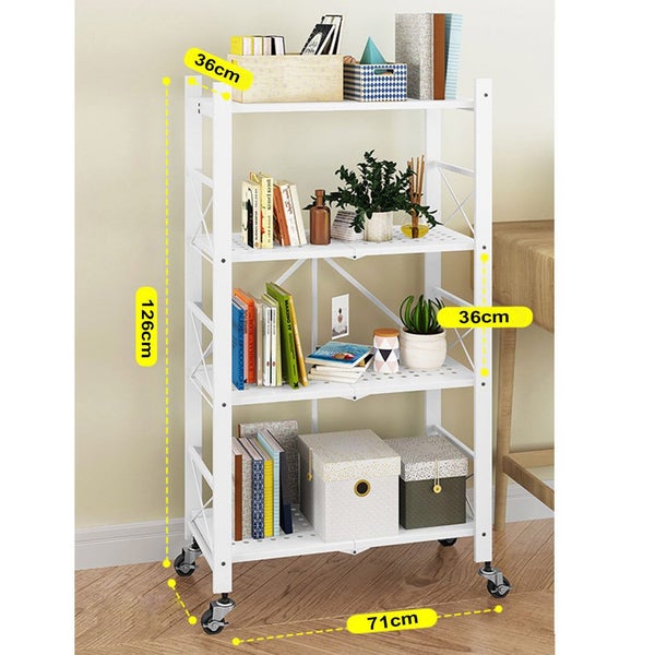 SOGA 4 Tier Steel White Foldable Display Stand Multi-Functional Shelves Porta... Carousel 2