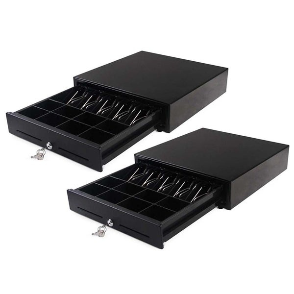 SOGA 2X Black Heavy Duty Cash Drawer Electronic 4 Bills 8 Coins Cheque Slot T... Carousel 1