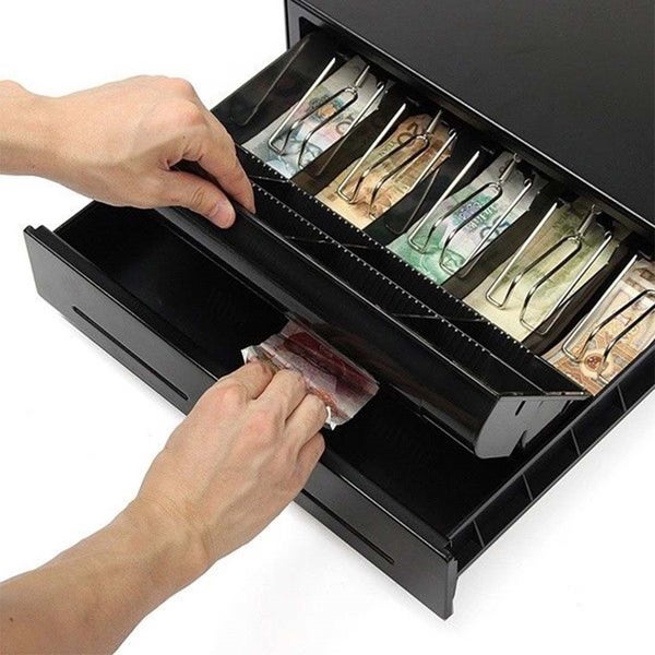 SOGA 2X Black Heavy Duty Cash Drawer Electronic 4 Bills 8 Coins Cheque Slot T... Carousel 7