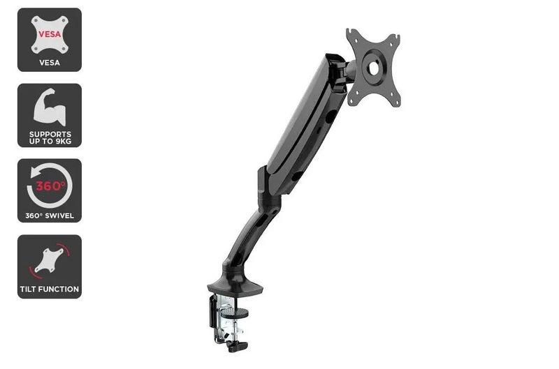 Kogan Full Motion Gas Spring Single Monitor Mount (Anzio Series - Black) Carousel 2