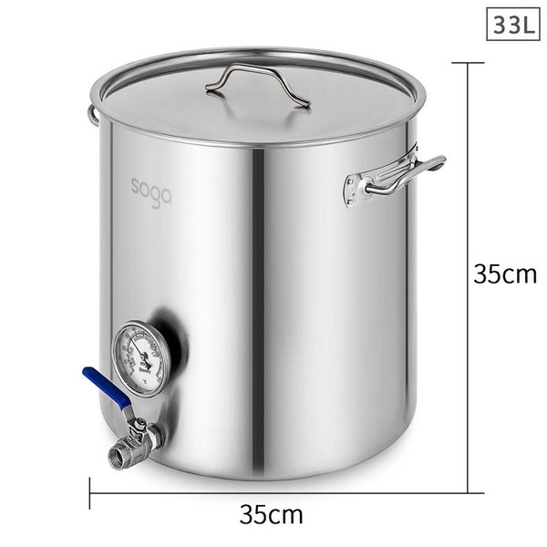 SOGA Stainless Steel Brewery Pot 33L With Beer Valve 35*35cm Carousel 2
