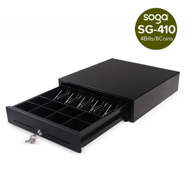 SOGA Black Heavy Duty Cash Drawer Electronic 4 Bills 8 Coins Cheque Slot Tray... Carousel 9