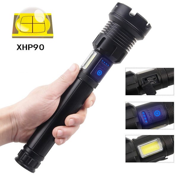 LED Torch Rechargeable High Lumens Flashlight with two 26650 Batteries Carousel 1