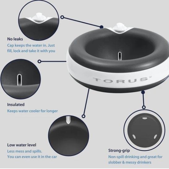 TORUS™ DOG WATER BOWL 1 LITRE CHARCOAL Carousel 2