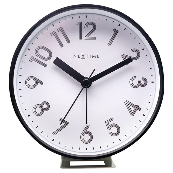 NeXtime Reflect Plastic 12.5x13cm Analogue Desk Alarm Clock w Night Light White Carousel 1