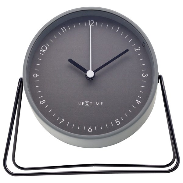 NeXtime Berlin Metal 14x13cm Analogue Table Desk Alarm Clock w Night Light Grey Carousel 1