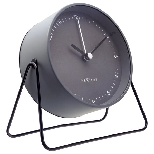 NeXtime Berlin Metal 14x13cm Analogue Table Desk Alarm Clock w Night Light Grey Carousel 2