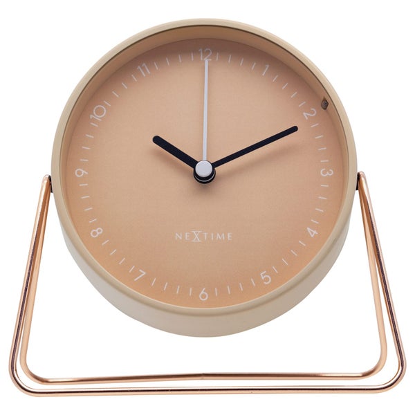 NeXtime Berlin Metal 14x13cm Analogue Table Desk Alarm Clock w Night Light Pink Carousel 1