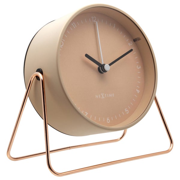 NeXtime Berlin Metal 14x13cm Analogue Table Desk Alarm Clock w Night Light Pink Carousel 2