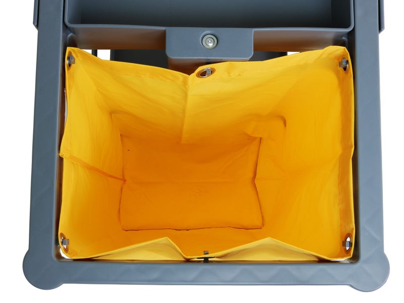 Janitor Trolley Service Cart 3x1/2 Shelf, Bucket Tray, Bag | Commercial Cleaning Carousel 3