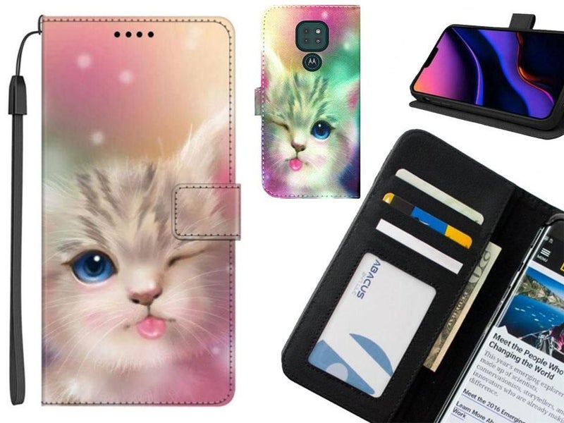 Moto G9 case leather wallet case printed ID Carousel 1