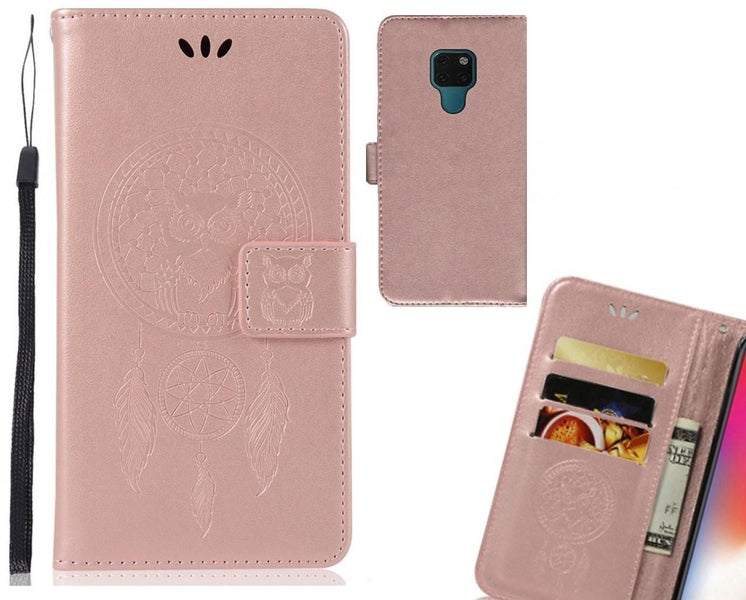 Huawei Mate 20 Case Embossed leather wallet case owl Carousel 1