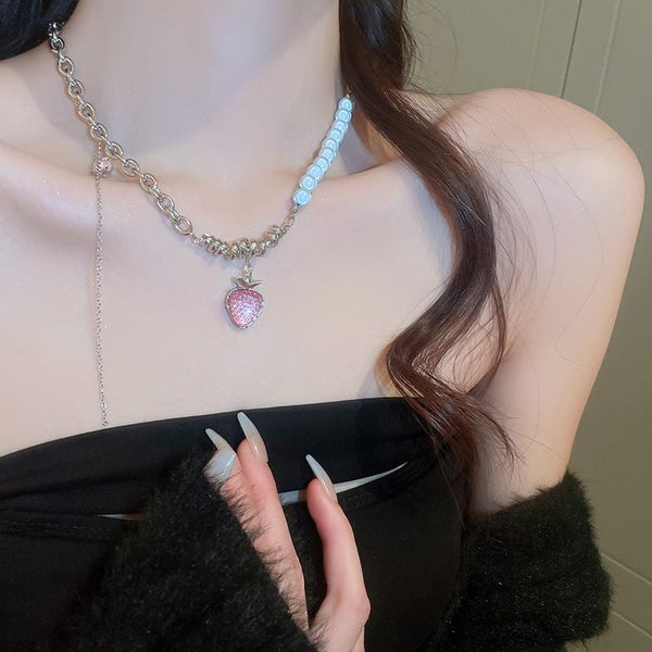Necklace Pearls Pink Strawberry Necklace Carousel 2