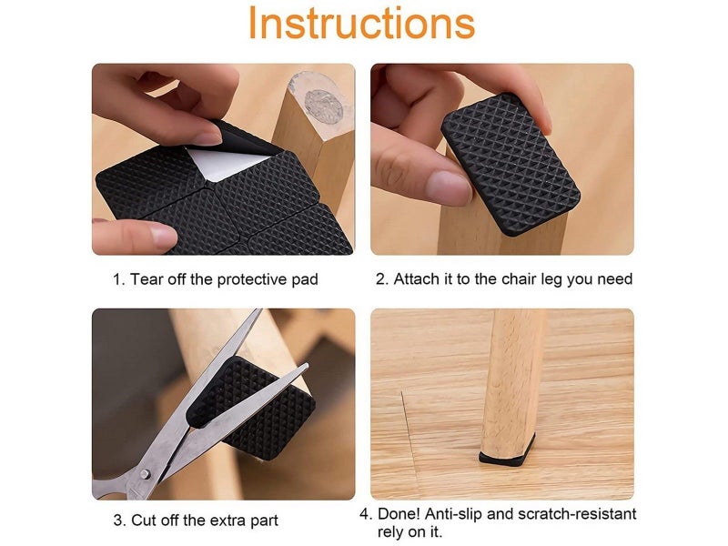 1 X Set of 93Pcs Self Adhesive Chair Leg Pads Anti Slip Furniture Grippers Cover Carousel 7