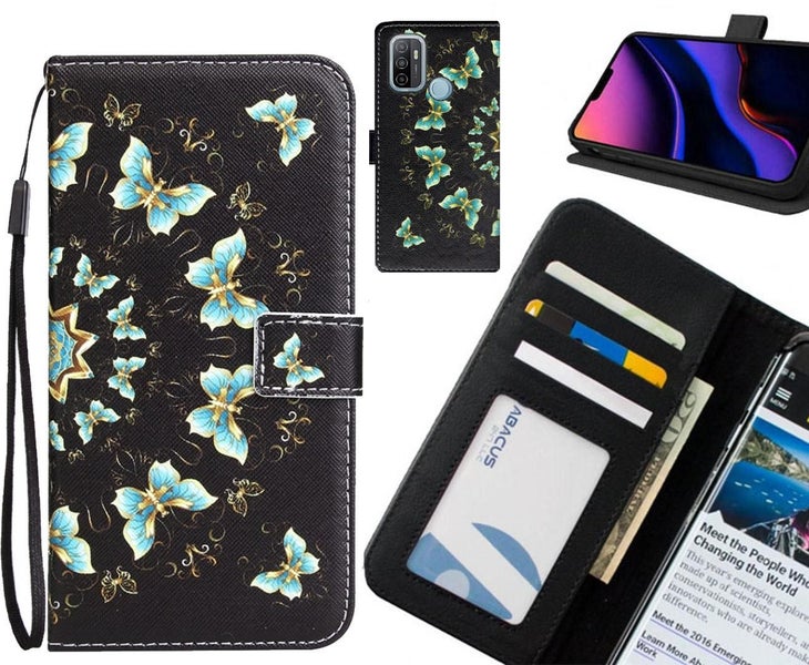 Oppo A53s case 3 card leather wallet case printed ID Carousel 1