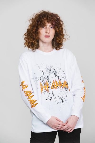Def Leppard T Shirt Shatter Band Logo new Official White Long Sleeve Unisex Carousel 4