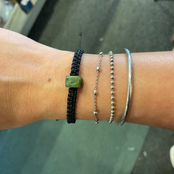 Greenstone Jade Chip Bracelet Black Carousel 2