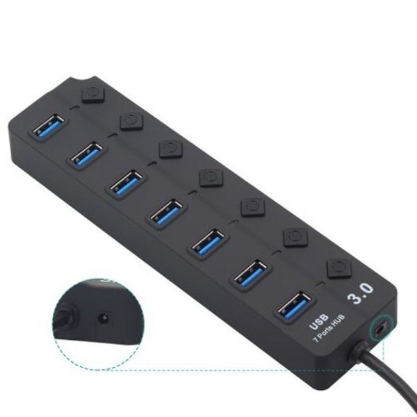 Multiport Usb 3.0 Hub With Independent Switch Black 7 Ports USB Cables Hubs & A Carousel 2