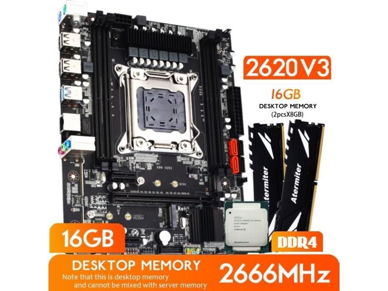 Atermiter X99 DDR4 D4 Motherboard Set With Xeon E5 2620 V3 LGA2011-3 CPU 2pcs * Carousel 1